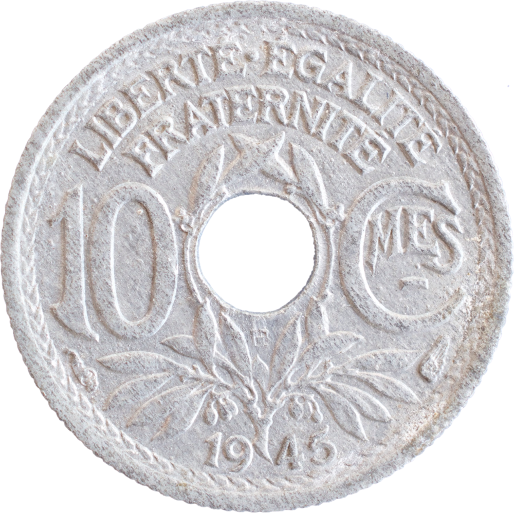 10 centimes Lindauer 1945 B « fautée » SPL revers