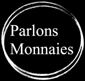 Logo blanc sur fond noir Parlons Monnaies