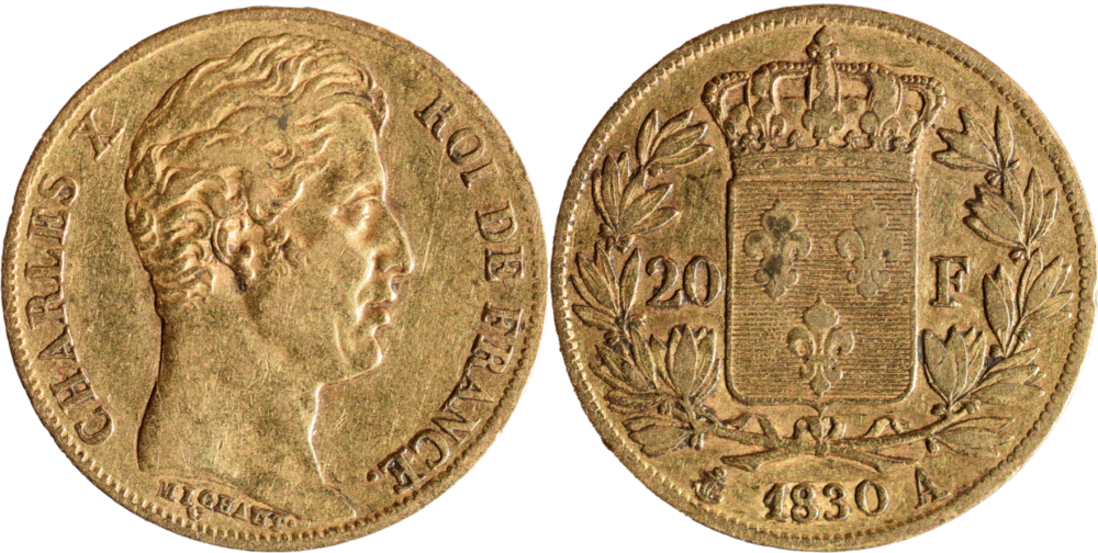 20 francs Charles X 1830 A TTB droit et revers