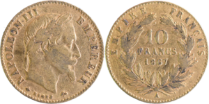 10 francs Napoléon III 1867 A TTB droit et revers