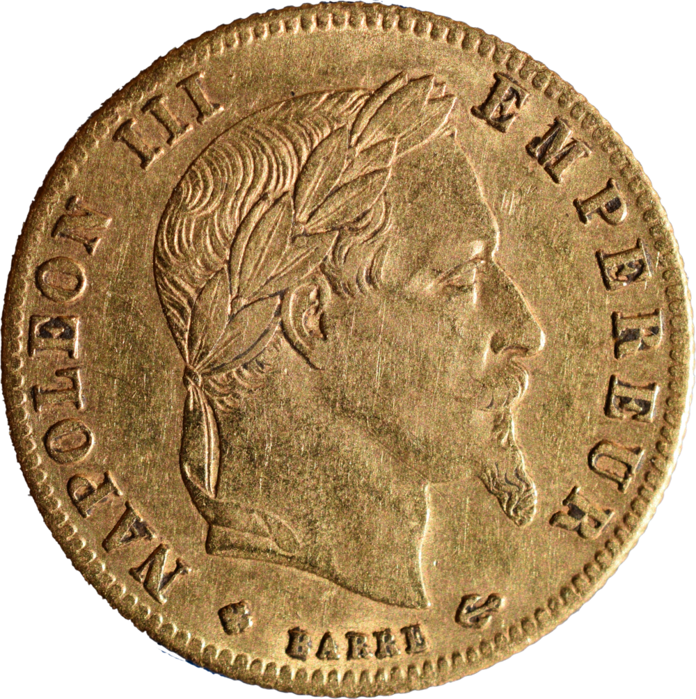 5 francs Or Napoléon III 1863 BB TTB + droit