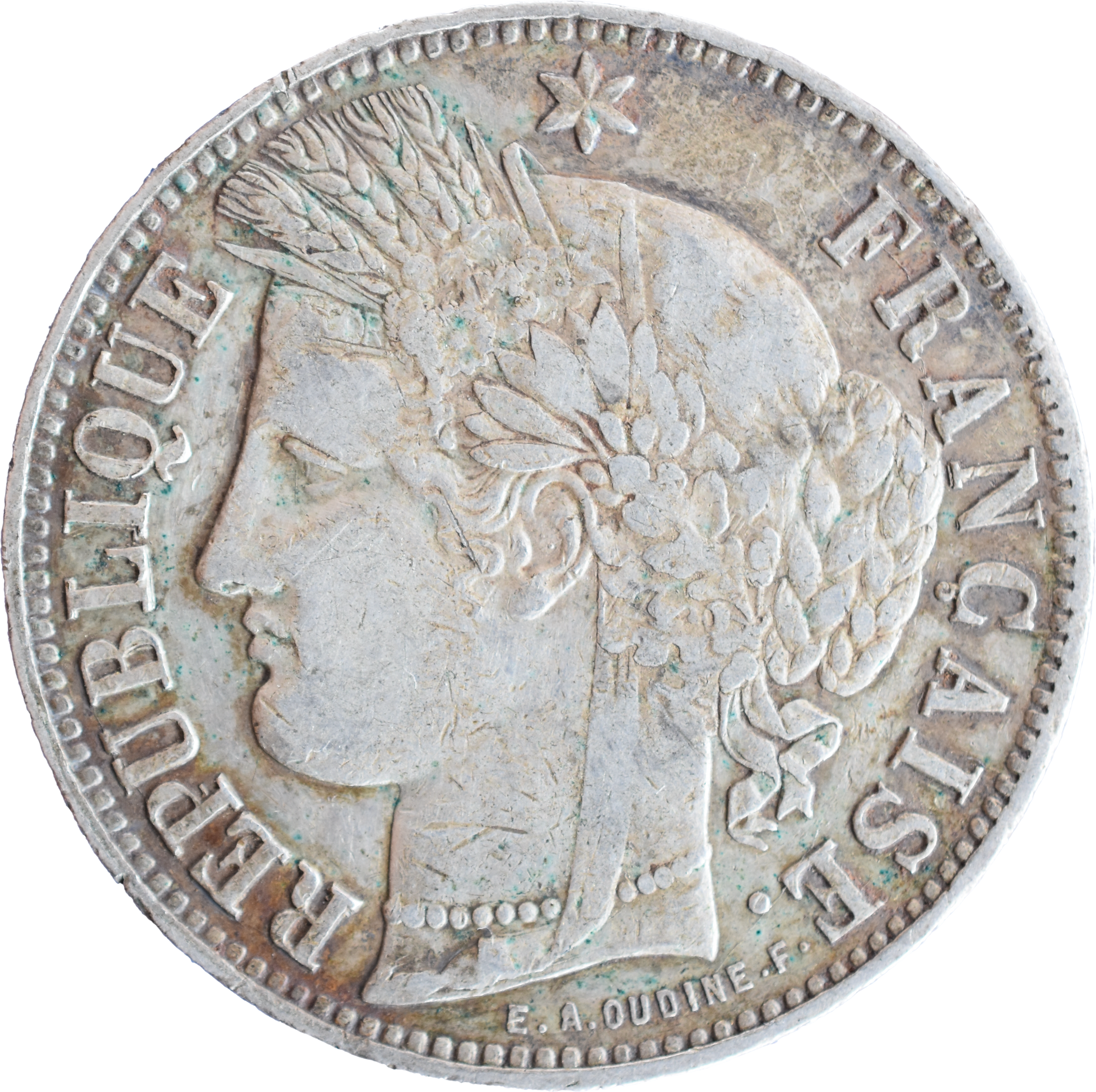 5 francs Cérès 1870 K Sans légende TTB droit