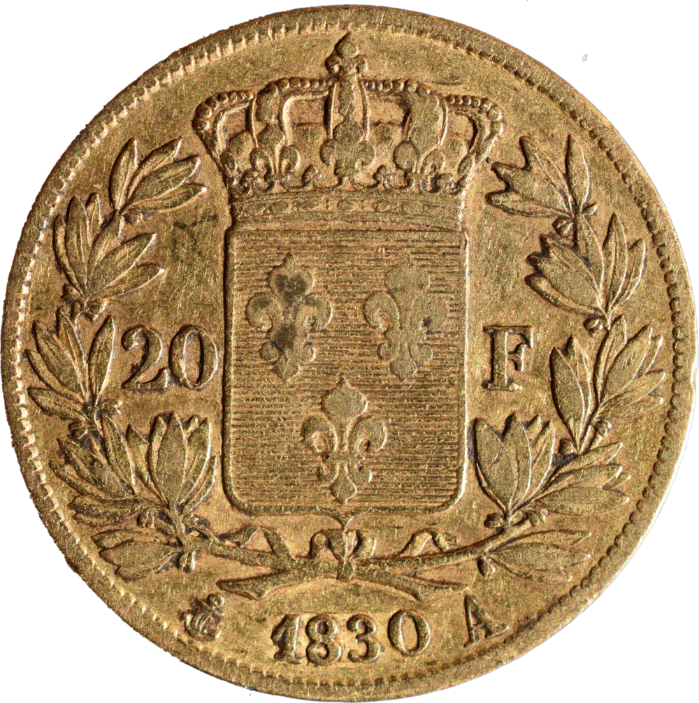 20 francs Charles X 1830 A TTB revers