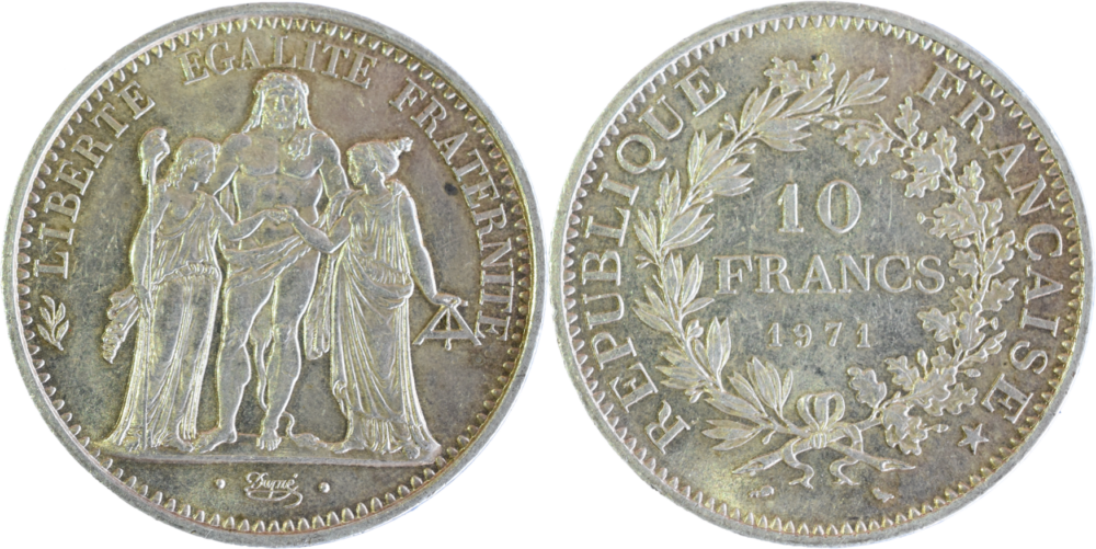 10 francs Hercule 1971 SUP+ droit et revers