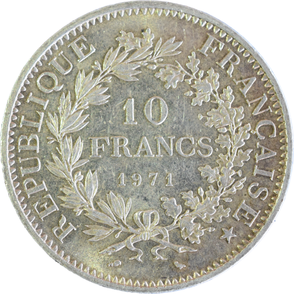 10 francs Hercule 1971 SUP+ revers