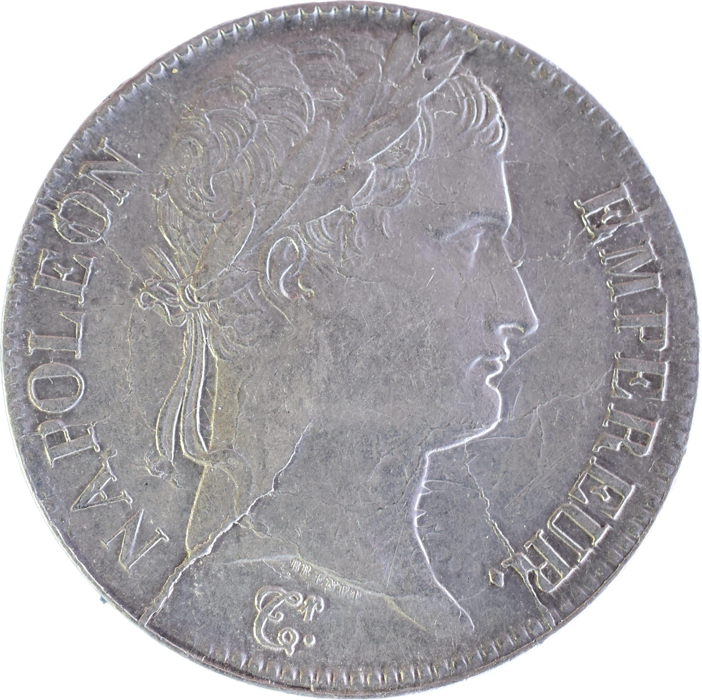 5 francs Napoléon Empereur 1813 Q SUP fautée coins choqués droit