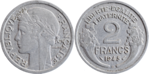 2 francs Morlon 1945 B TTB droit et revers