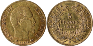 5 francs or Napoléon III 1860 BB TTB droit et revers