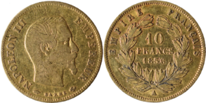 10 francs Napoléon III 1856 A TB droit et revers