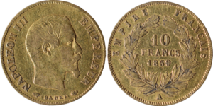 10 francs Napoléon III 1859 A TTB droit et revers