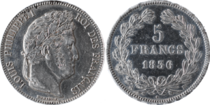 5 francs Louis-Philippe I 1836 B SPL droit et revers