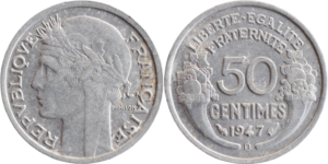 50 centimes Morlon 1947 B SUP droit et revers