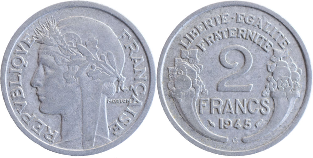 2 francs Morlon 1945 C TTB droit et revers