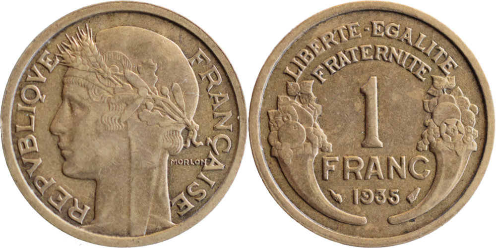 1 franc Morlon 1935 SUP droit et revers