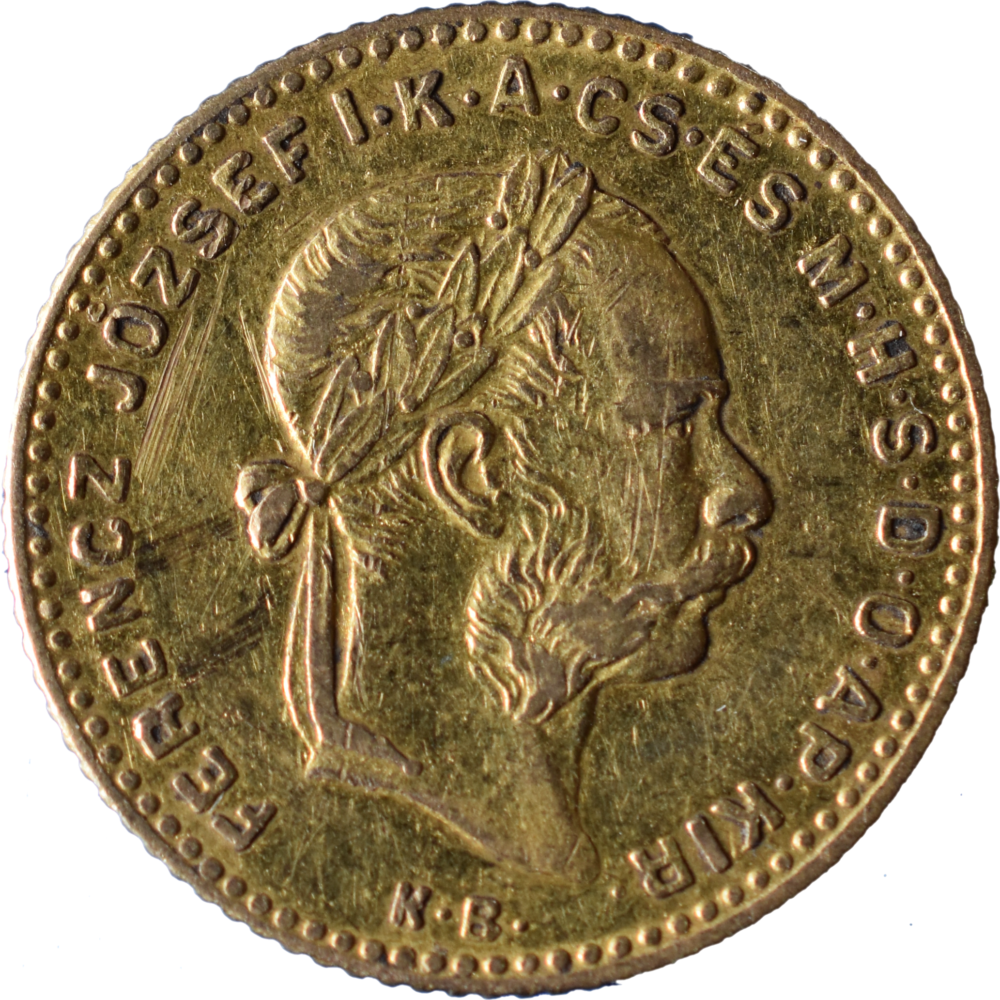 10 francs / 4 forint Franz Joseph I 1890 TTB tête ancienne droit