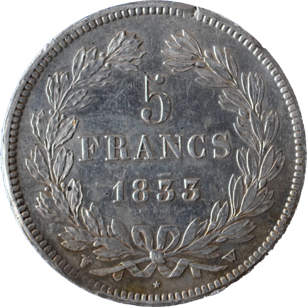 5 francs Louis-Philippe I 1833 W SUP revers