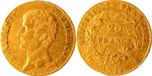 20 francs Bonaparte an 12 A TTB fautée droit et revers