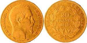 20 francs Napoléon III 1855 D grand lion TTB droit et revers