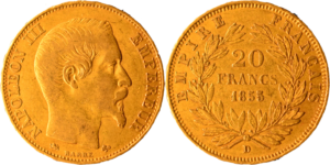 20 francs Napoléon III 1855 D TTB droit et revers