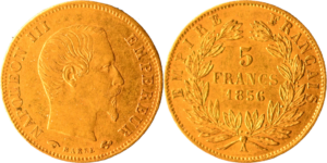 5 francs Napoléon III 1856 A TTB droit et revers