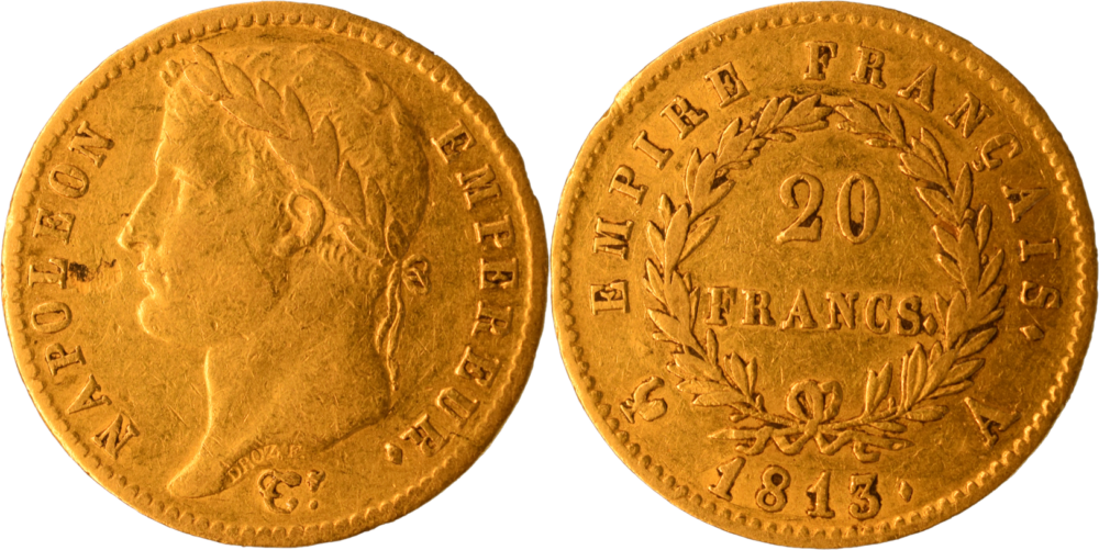 20 francs Napoléon 1813 A TTB droit et revers