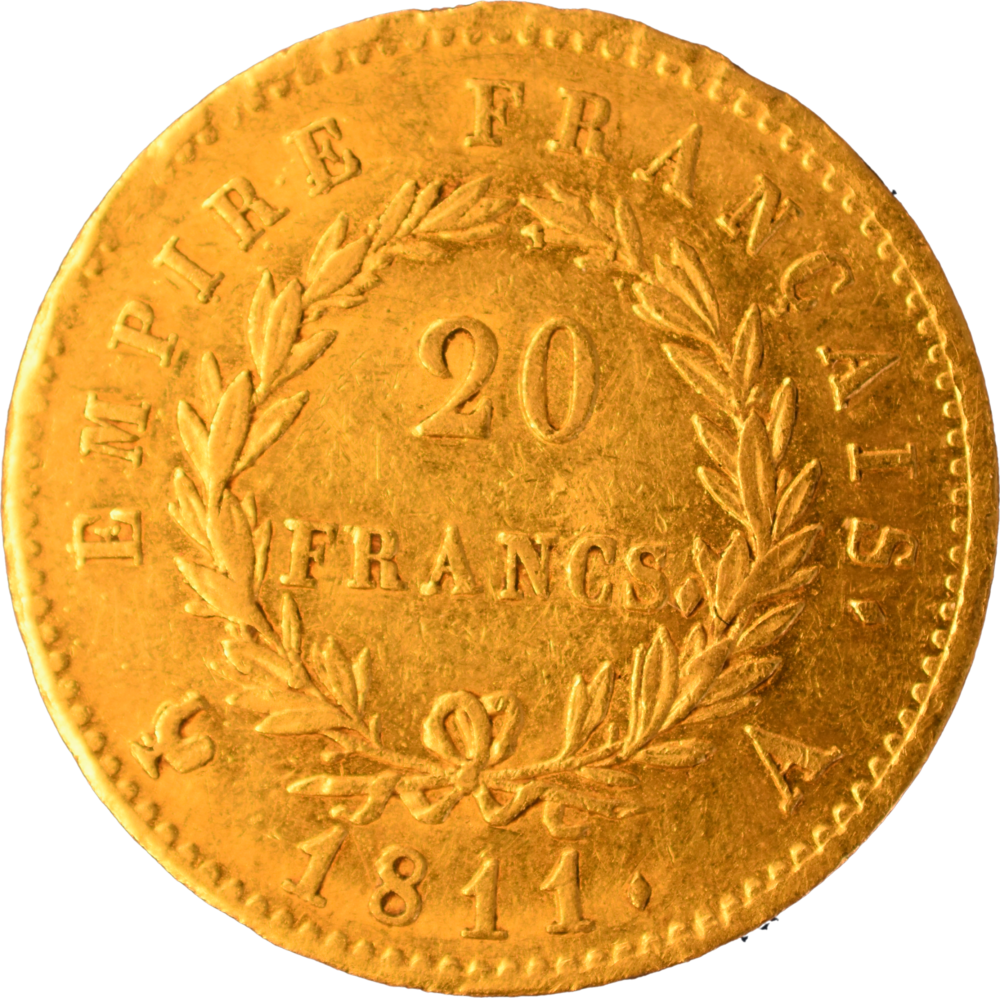 20 francs Napoléon 1811 A SUP revers