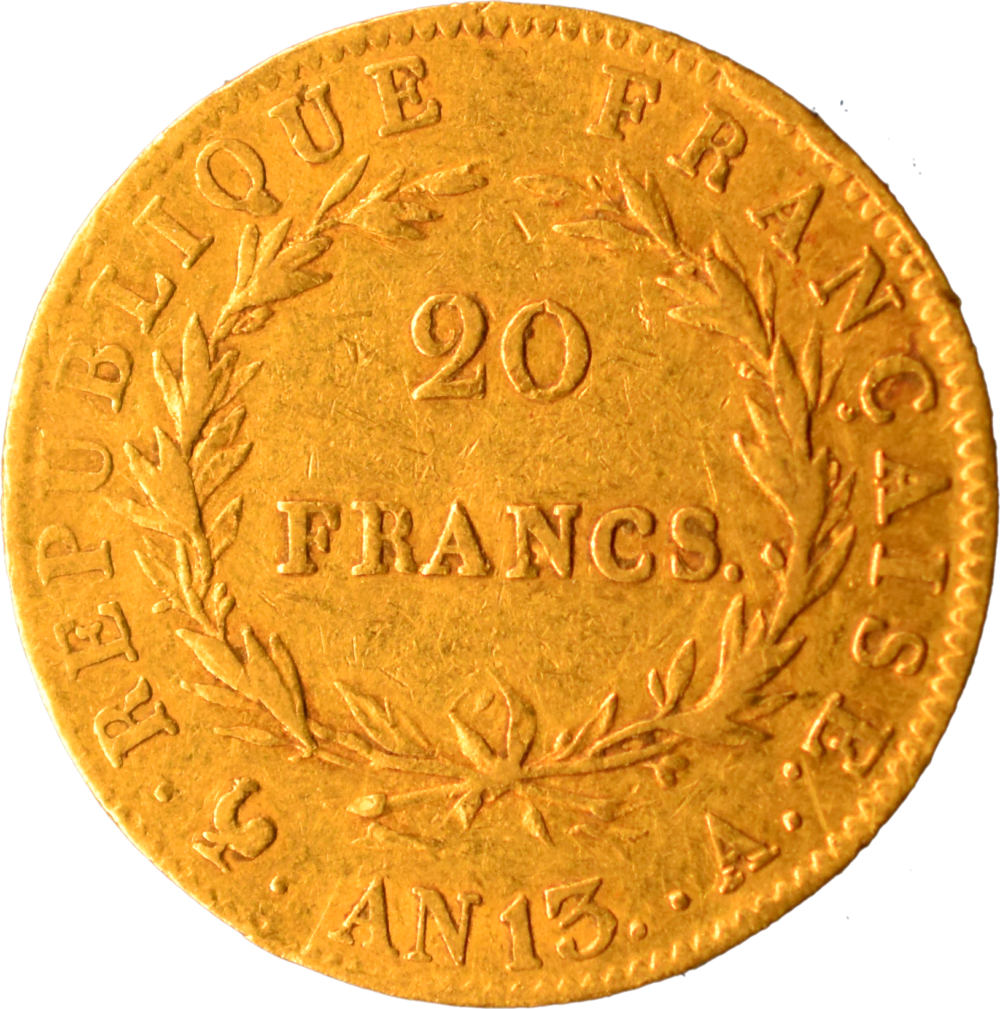 20 francs Napoléon an13 A TB revers