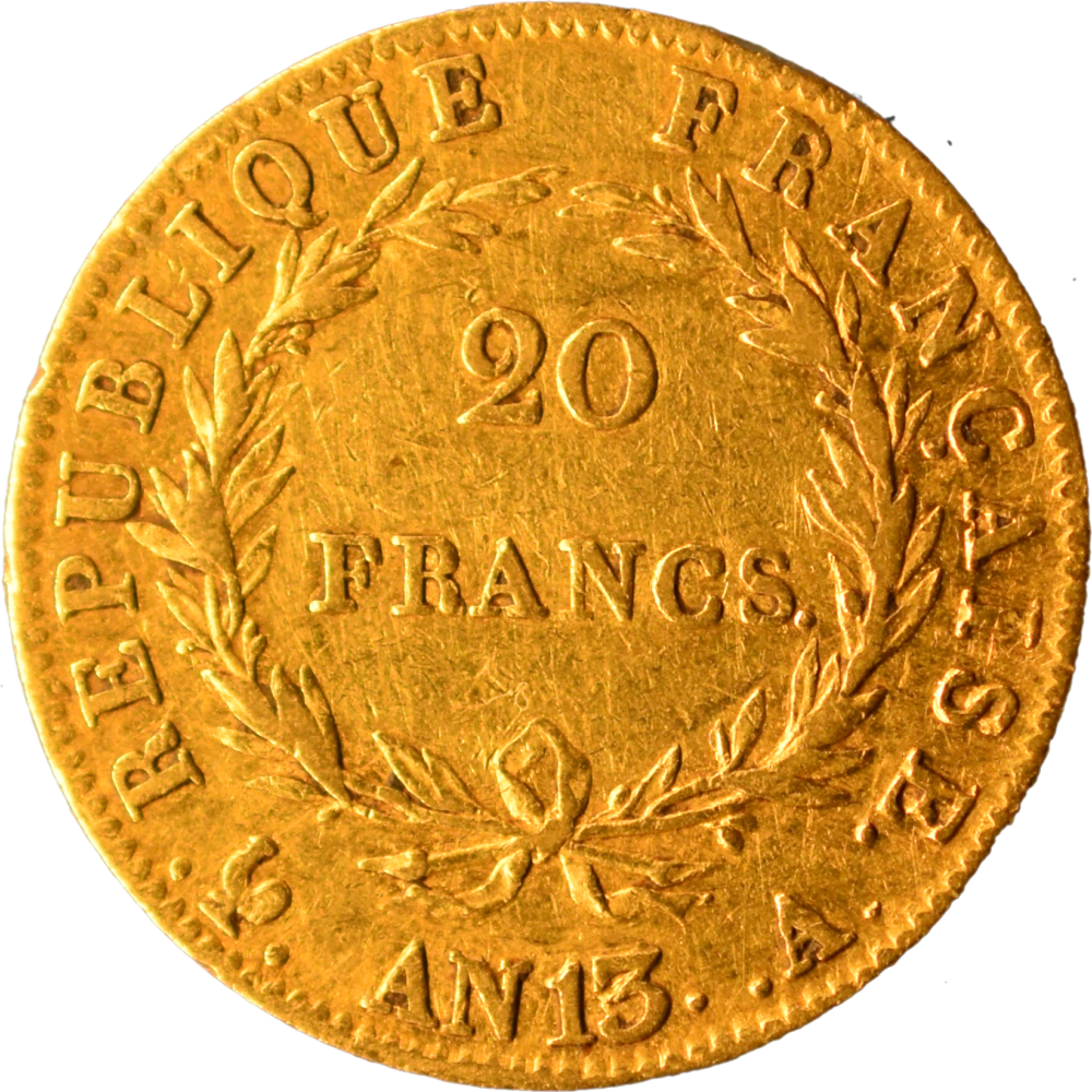 20 francs Napoléon an13 A TTB revers