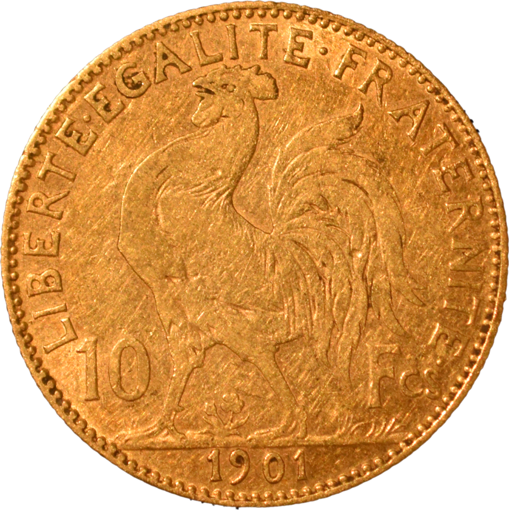 10 francs coq 1901 TTB revers