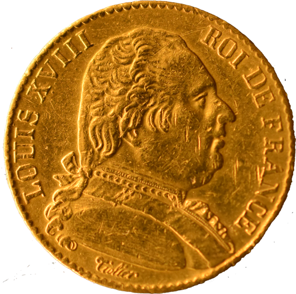 20 francs Louis XVIII 1814 A TTB droit