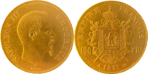 100 francs Or Napoléon III 1857 A SPL droit et revers