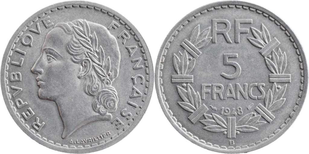 Pièces de 5 francs Lavrillier de france sur notre boutique