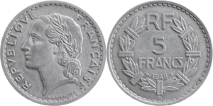 5 francs Lavrillier 1948 B SPL droit et revers