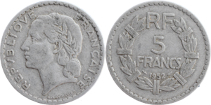 5 francs Lavrillier 1952 TB+ droit et revers