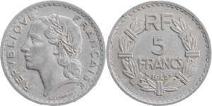 5 francs Lavrillier 1945 C TTB droit et revers