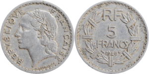 5 francs Lavrillier 1946 C TTB aluminium droit et revers