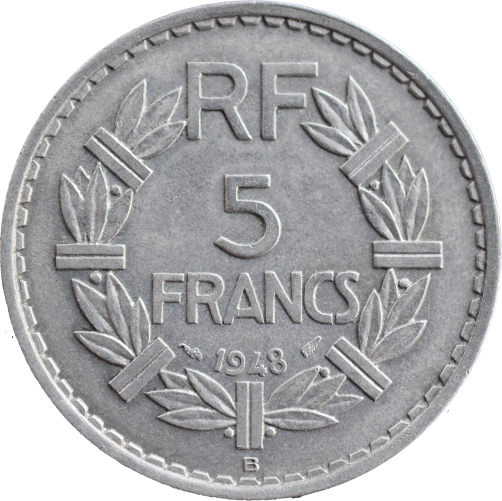 5 francs Lavrillier 1948 B SPL revers