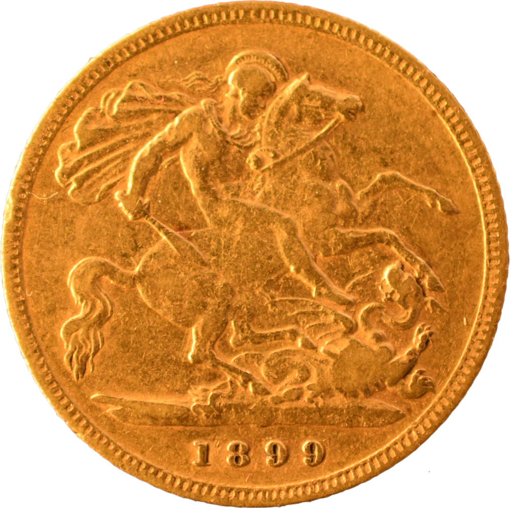 Demi souverain or Victoria voilée 1899 TTB revers