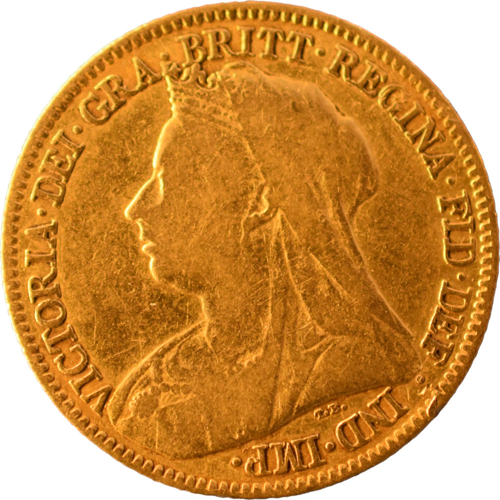 Demi souverain or Victoria voilée 1897 TTB droit