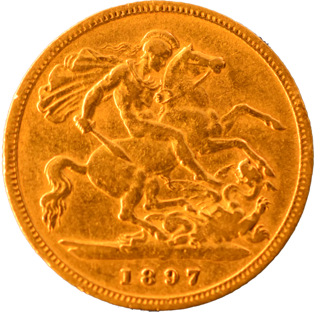 Demi souverain or Victoria voilée 1897 TTB revers