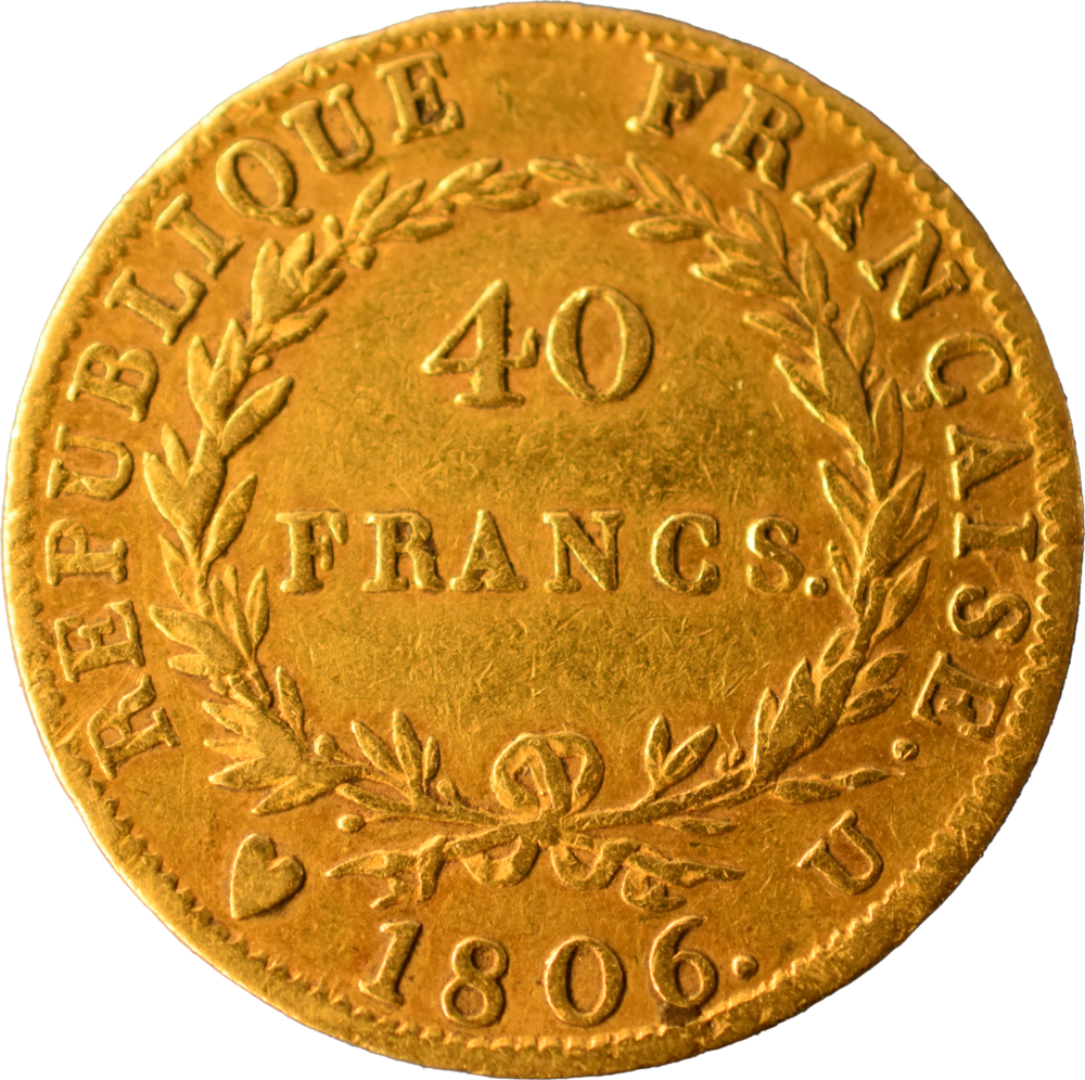 40 francs Napoléon Ier 1806 U TTB revers