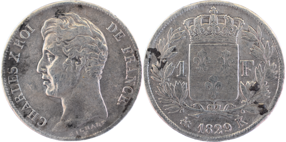 1 franc Charles X 1829 K TB droit et revers