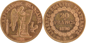 20 francs Génie 1890 A SUP droit et revers