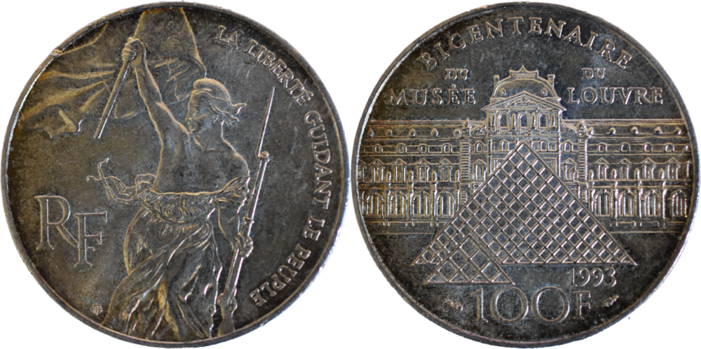 100 francs La liberté guidant le peuple argent droit et revers