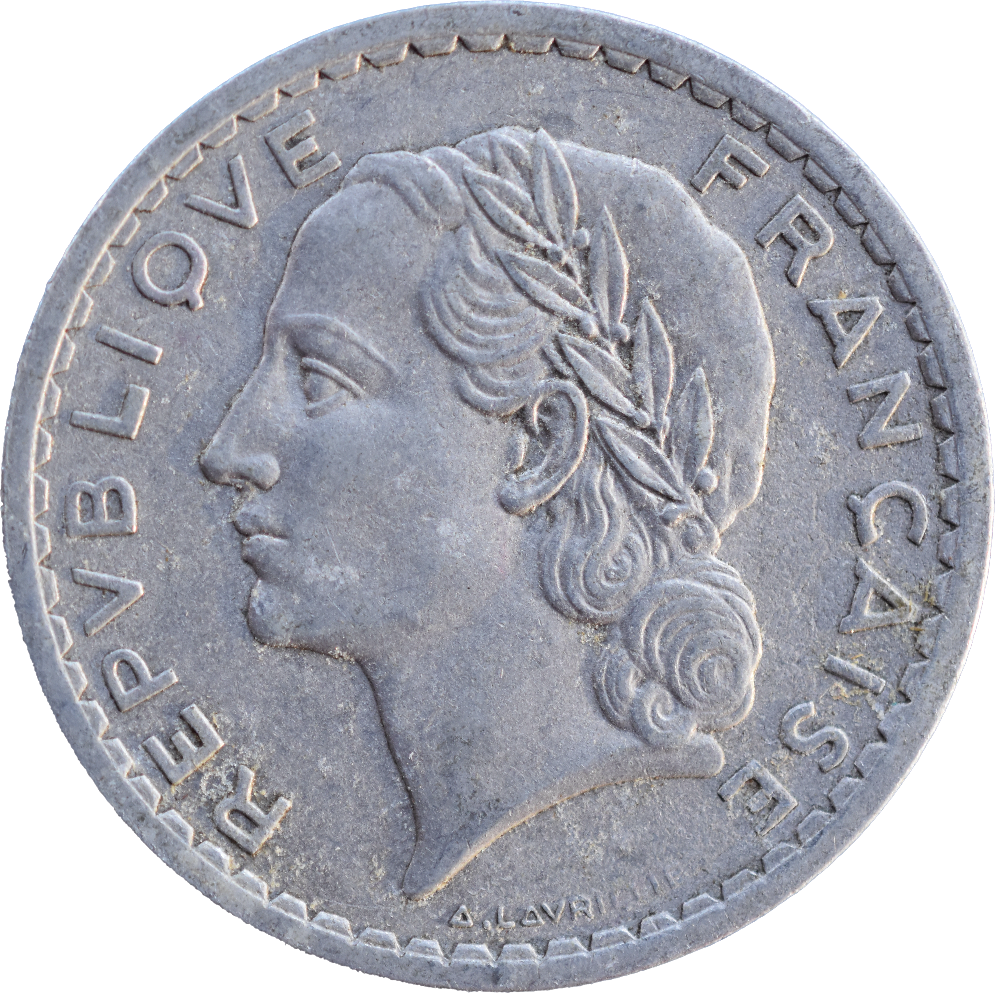 5 francs Lavrillier 1948 SUP aluminium droit