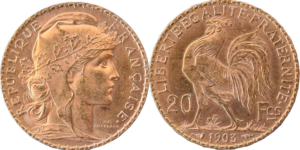 20 francs or 1903 Coq SUP droit et revers