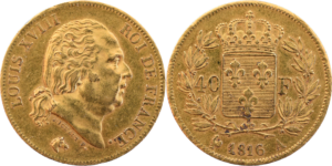 40 francs Louis XVIII 1816 A SUP droit et revers