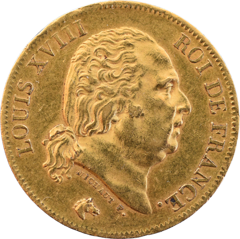 40 francs Louis XVIII 1816 A SUP droit