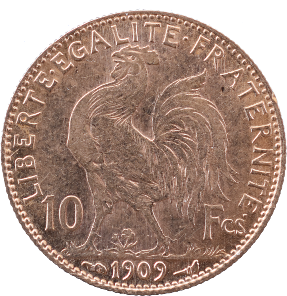 10 francs coq 1909 TTB revers