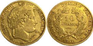 10 francs Cérès 1851 A droit et revers